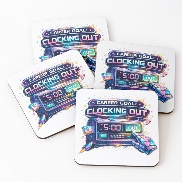 Item preview, Career Goal: Clocking Out – Futuristic Work Burnout Humor Sticker & T-Shirt designed and sold by EliteCaptionist.