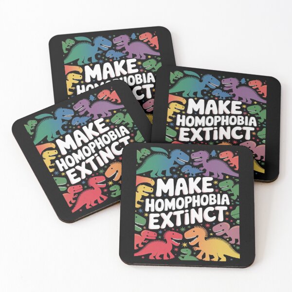 Item preview, Make Homophobia Extinct Dinosaur TRex Rainbow LGBT Gay Pride  designed and sold by joyouartArt.