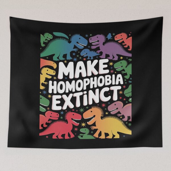 Item preview, Make Homophobia Extinct Dinosaur TRex Rainbow LGBT Gay Pride  designed and sold by joyouartArt.
