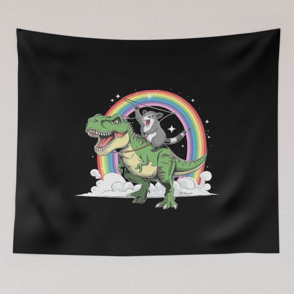 Item preview, Possum Opossum Riding Dinosaur T Rex Trash Garbage designed and sold by joyouartArt.