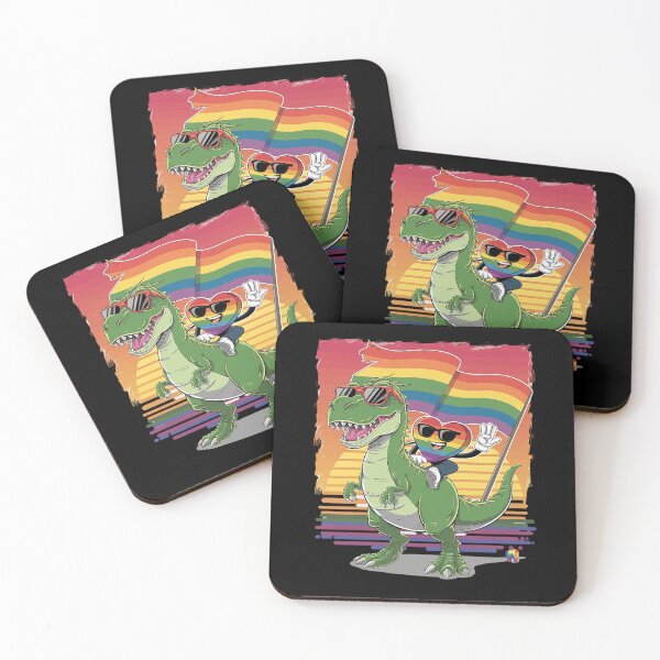 Item preview, Rainbow Heart Riding Flag LGBT-Q T-Rex Gay Pride Ally  designed and sold by joyouartArt.