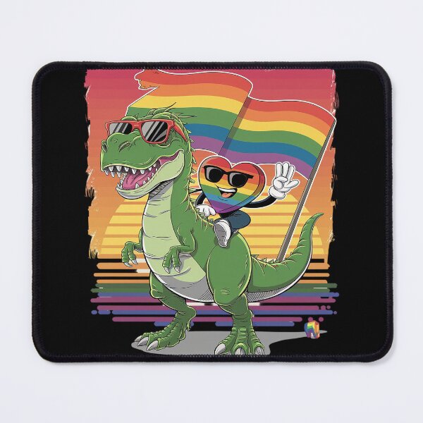 Item preview, Rainbow Heart Riding Flag LGBT-Q T-Rex Gay Pride Ally  designed and sold by joyouartArt.