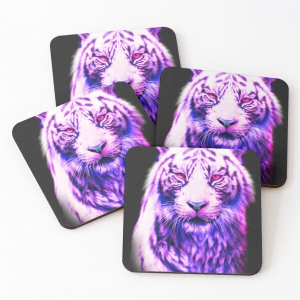 Item preview, Neon White Tiger Head – Electric Purple Cyber Wildlife Portrait designed and sold by Massimo Righi.