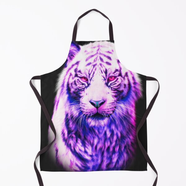 Item preview, Neon White Tiger Head – Electric Purple Cyber Wildlife Portrait designed and sold by Massimo Righi.