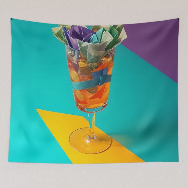 Item preview, Origami Blossom Cocktail – Modern Color Pop Still Life designed and sold by The-Art-End.