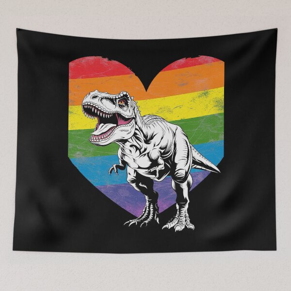 Item preview, Roar Dino Heart Dinosaur Gay Pride Rainbow Flag LGBT T-Rex  designed and sold by joyouartArt.