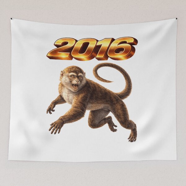 Item preview, 2016 Year of the Monkey Eastern Zodiac Intelligence Agility Clever Power Design designed and sold by AlexLineArt.