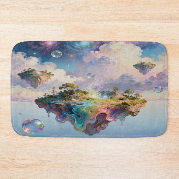 Item preview, Surreal floating islands in dreamy skies full of nature magic, cosmic clouds and color bubbles designed and sold by FotoworldEdel.