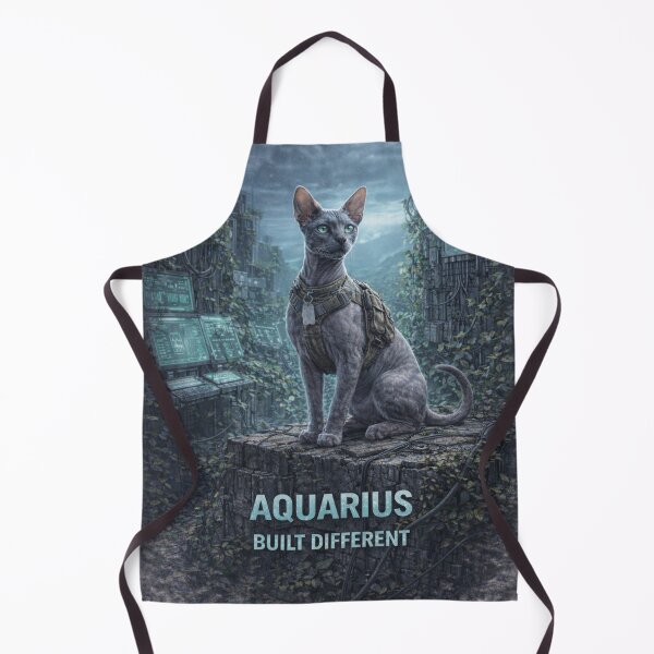 Item preview, Aquarius Cat Zodiac Art – Built Different Astrology Illustration designed and sold by TroyTheTerrific.