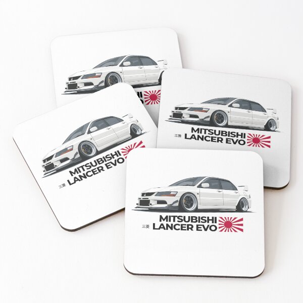 Artikelvorschau, Mitsubishi Lancer Evo 9 – Minimalistische, flache Autoillustration entworfen und verkauft von Blitzcrew.Co.