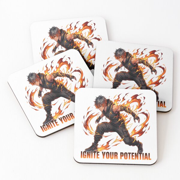 Item preview, Ignite Your Potential – Anime Flame Warrior Motivation Design designed and sold by novapixel25100.
