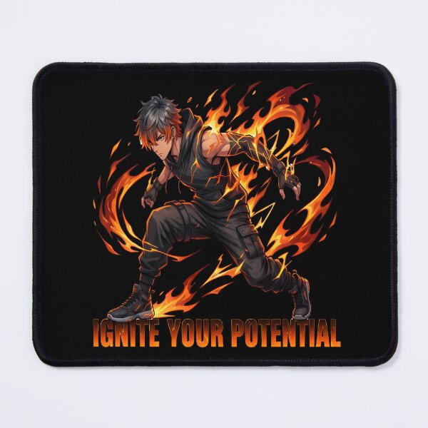 Item preview, Ignite Your Potential – Anime Flame Warrior Motivation Design designed and sold by novapixel25100.