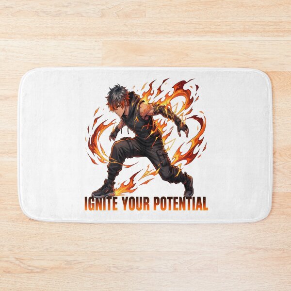Item preview, Ignite Your Potential – Anime Flame Warrior Motivation Design designed and sold by novapixel25100.