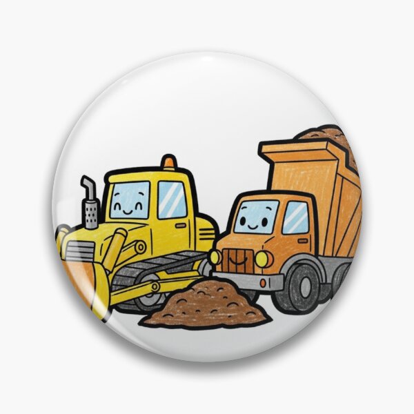 Item preview, Cute Bulldozer and Dump Truck Cartoon designed and sold by 4AGift.
