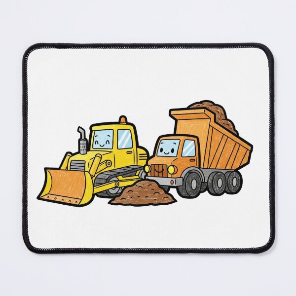Item preview, Cute Bulldozer and Dump Truck Cartoon designed and sold by 4AGift.