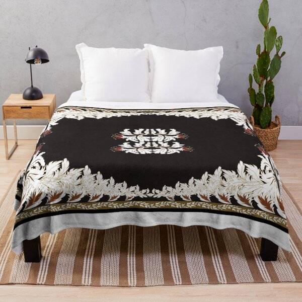Item preview, Elegant black Persian rug pattern featuring intricate traditional floral and arabesque motifs designed and sold by Line-Aura.