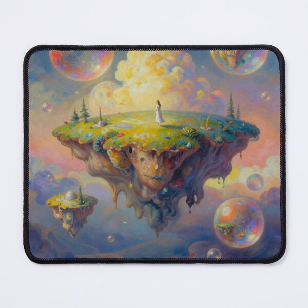 Item preview, Surreal floating islands in dreamy skies full of nature magic, cosmic clouds and color bubbles designed and sold by FotoworldEdel.