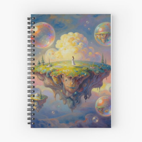 Item preview, Surreal floating islands in dreamy skies full of nature magic, cosmic clouds and color bubbles designed and sold by FotoworldEdel.