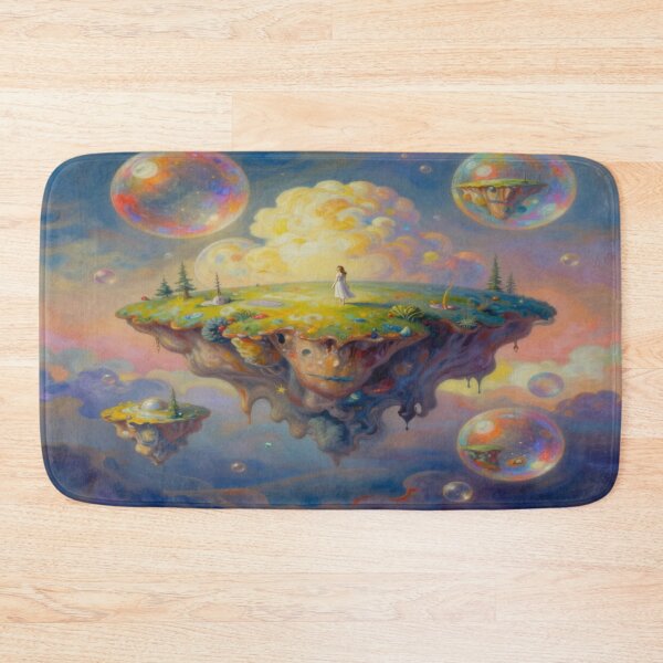 Item preview, Surreal floating islands in dreamy skies full of nature magic, cosmic clouds and color bubbles designed and sold by FotoworldEdel.