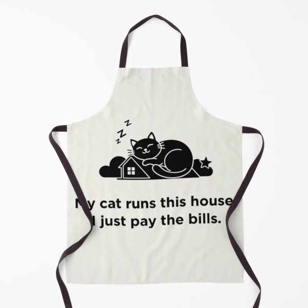 Item preview, Funny Cat Quote – “My Cat Runs This House, I Just Pay the Bills.” (Black and off-white) designed and sold by The Giggle Nook.