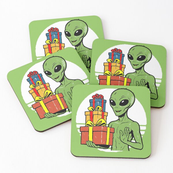 Item preview, Green Alien with Gifts | Fun and Festive Adorable Extraterrestrial Design designed and sold by AstronautMerch.