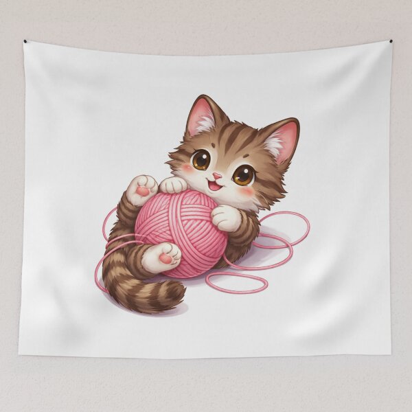 Item preview, Playful cat with a ball of yarn designed and sold by DrizzyV.