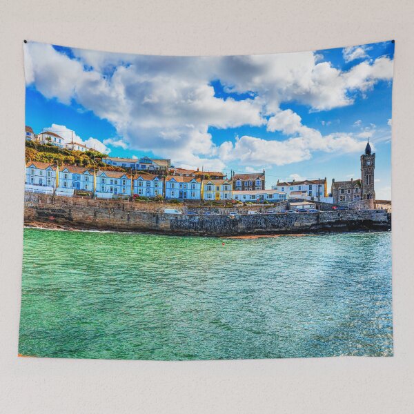 Item preview, Porthleven, Cornwall, England, Colorful Seaside Village with Clock Tower designed and sold by Paul Thompson Photography.
