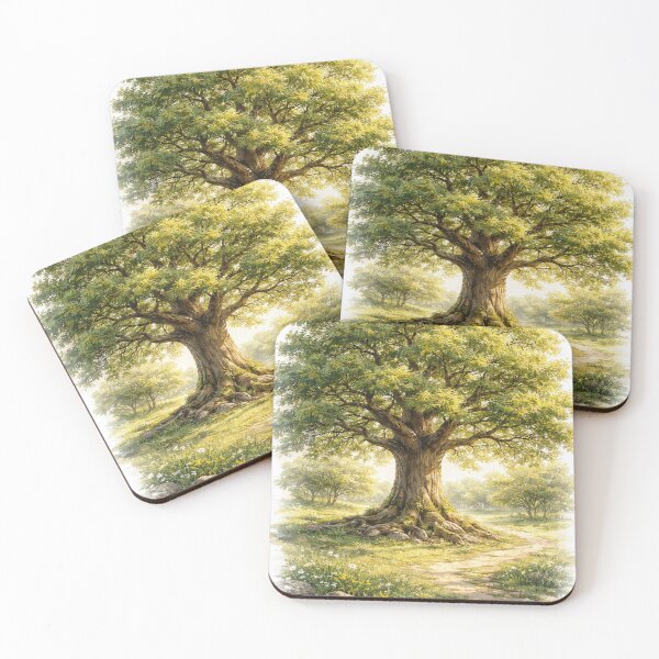 Item preview, Majestic oak – natural landscape illustration designed and sold by DrizzyV.