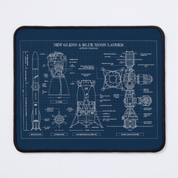 Item preview, New Glenn and Blue Moon Lander. Artemis Program (Navy Blueprint) designed and sold by BGALAXY.