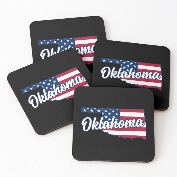 Item preview, Oklahoma State American Flag Outline – Patriotic Pride Script designed and sold by Paper Drip.