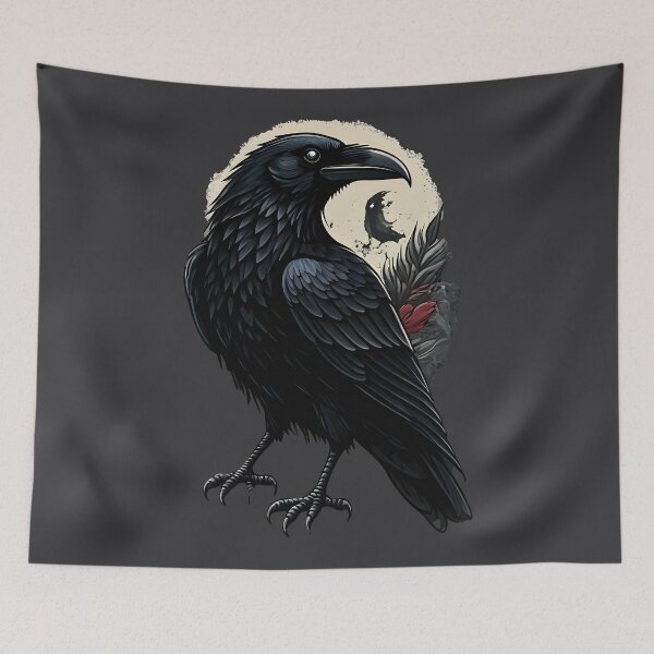 Item preview, Gothic Black Raven Illustration – Dark Minimalist Gothic Art designed and sold by Uglyandcute.