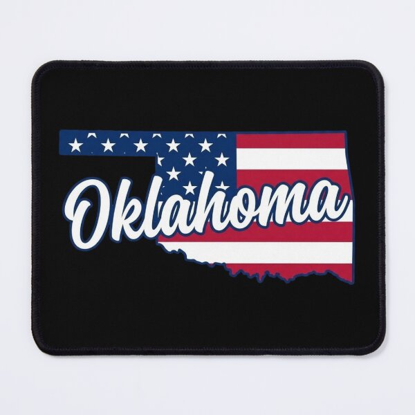 Item preview, Oklahoma State American Flag Outline – Patriotic Pride Script designed and sold by Paper Drip.