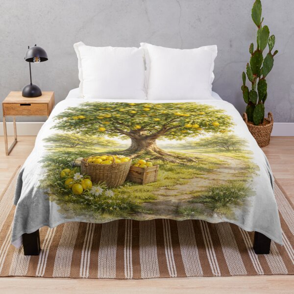 Item preview, Lemon tree in bloom – Mediterranean illustration designed and sold by DrizzyV.