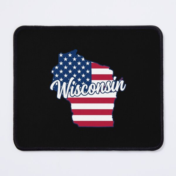 Item preview, Wisconsin State American Flag Outline – Patriotic Pride Script designed and sold by Paper Drip.