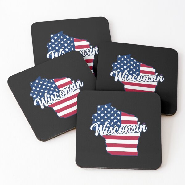 Item preview, Wisconsin State American Flag Outline – Patriotic Pride Script designed and sold by Paper Drip.