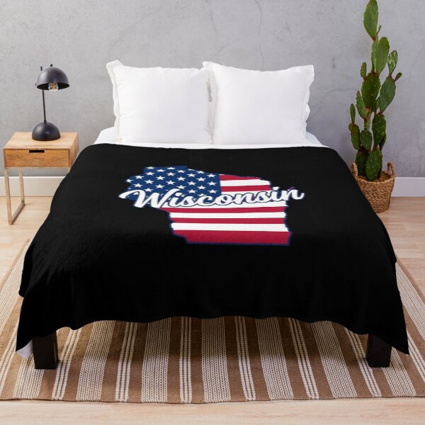 Item preview, Wisconsin State American Flag Outline – Patriotic Pride Script designed and sold by Paper Drip.