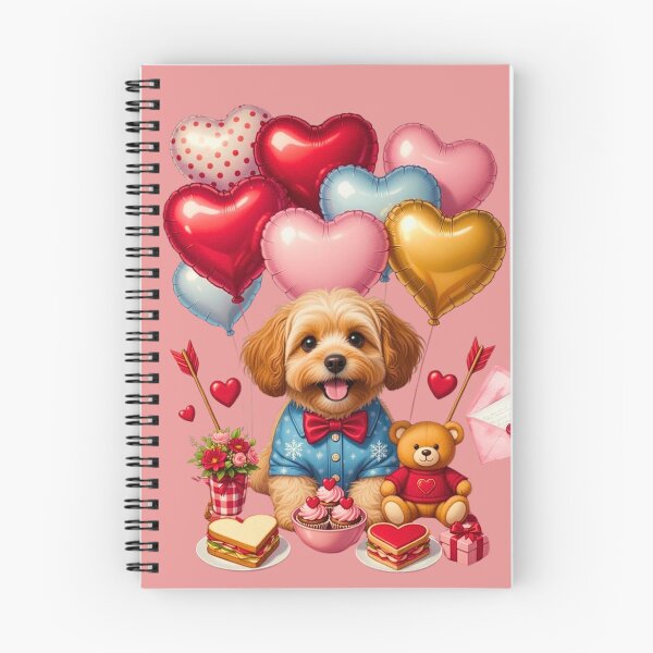 Item preview, Cute Fluffy Puppy Blue Shirt Heart Balloons | Teddy Bear & Valentine Treats designed and sold by E-SarnEdge.