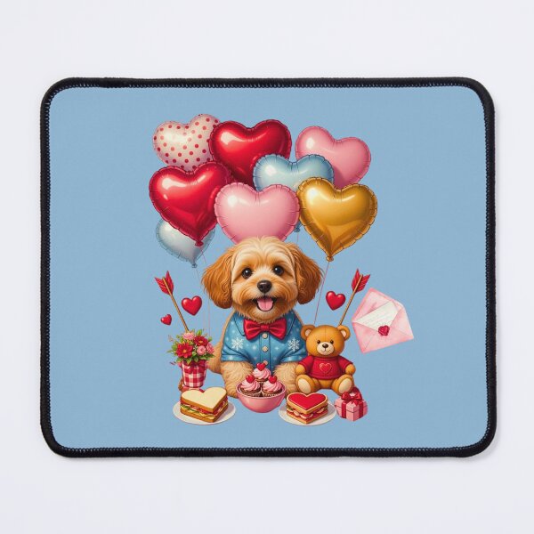 Item preview, Cute Fluffy Puppy Blue Shirt Heart Balloons | Teddy Bear & Valentine Treats designed and sold by E-SarnEdge.