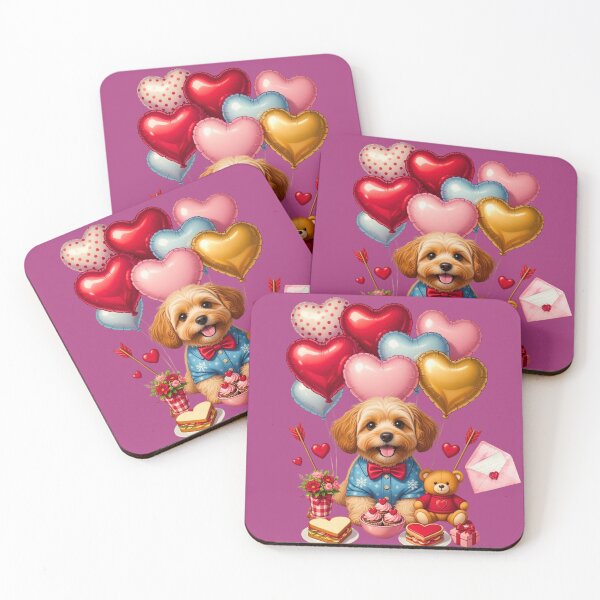 Item preview, Cute Fluffy Puppy Blue Shirt Heart Balloons | Teddy Bear & Valentine Treats designed and sold by E-SarnEdge.