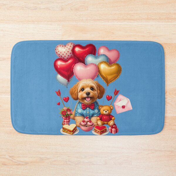 Item preview, Cute Fluffy Puppy Blue Shirt Heart Balloons | Teddy Bear & Valentine Treats designed and sold by E-SarnEdge.