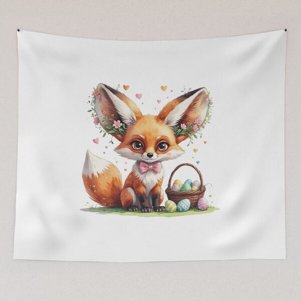 Item preview, Cute Woodland Fox with Easter Basket Watercolor designed and sold by AQUILAKREO.