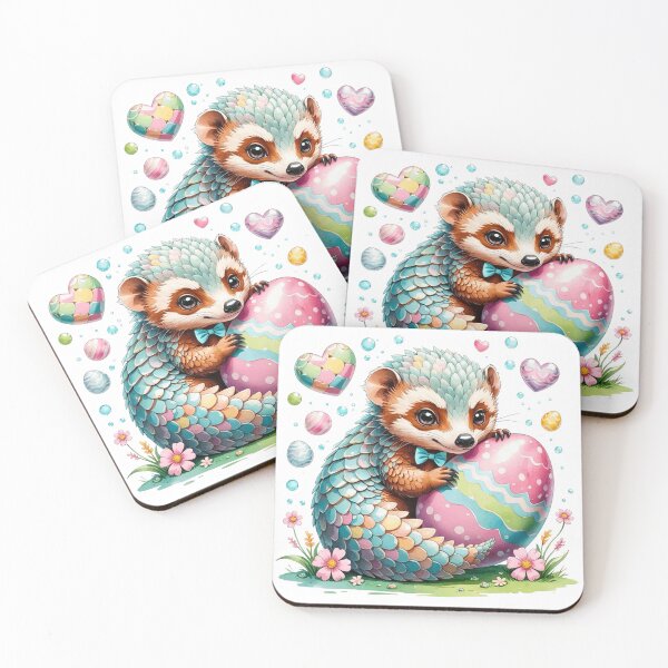 Item preview, Cute Pangolin Hugging Giant Easter Egg Watercolor designed and sold by AQUILAKREO.