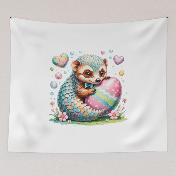 Item preview, Cute Pangolin Hugging Giant Easter Egg Watercolor designed and sold by AQUILAKREO.