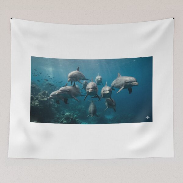 Item preview, Deep Blue Welcome – Dolphin Pod Encounter Ocean Wall Art designed and sold by sugato123.