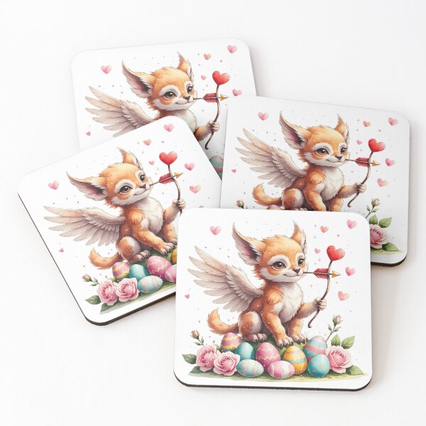 Item preview, Cute Cupid Fox with Angel Wings and Easter Eggs designed and sold by AQUILAKREO.