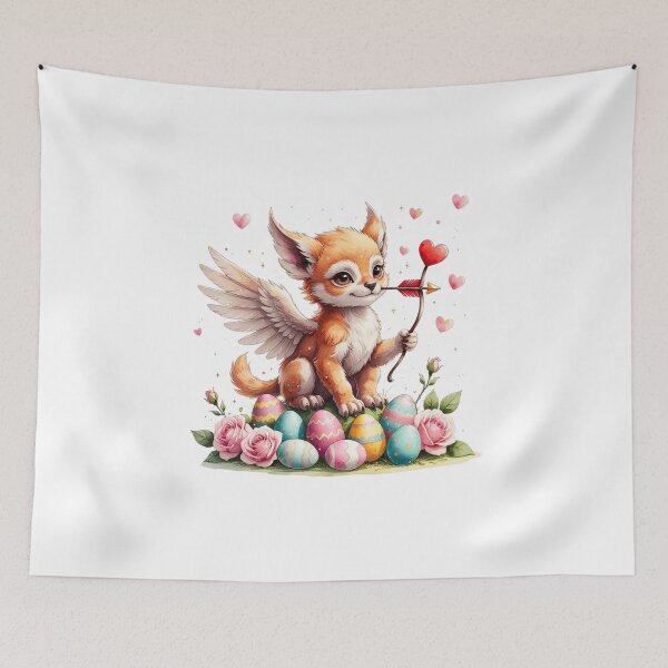 Item preview, Cute Cupid Fox with Angel Wings and Easter Eggs designed and sold by AQUILAKREO.