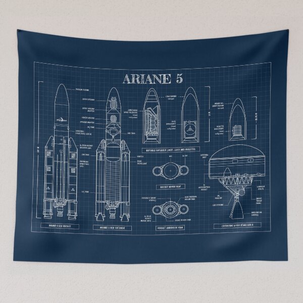 Item preview, Ariane 5 Rocket (Navy Blueprint) designed and sold by BGALAXY.