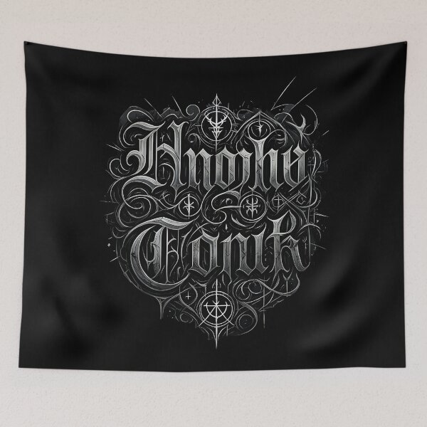 Item preview, Gothic Black Typography Art – Medieval Occult Lettering Design designed and sold by Uglyandcute.
