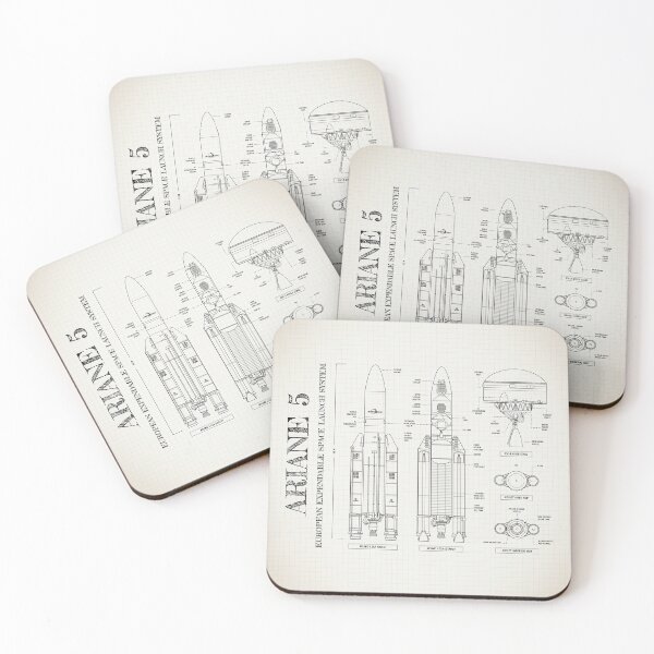 Item preview, Ariane 5 Rocket (Vertical Ivory Brown Blueprint) designed and sold by BGALAXY.