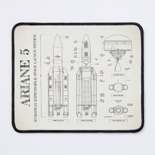 Item preview, Ariane 5 Rocket (Vertical Ivory Brown Blueprint) designed and sold by BGALAXY.